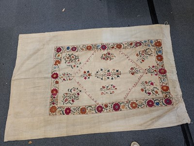 Lot 412 - Asian. A collection of embroidered and woven textiles, 19th-early 20th century