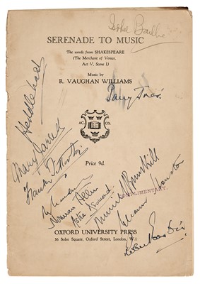 Lot 246A - Vaughan Williams (Ralph, 1872-1958), English composer. Serenade to Music.