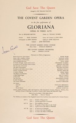 Lot 247A - Britten (Benjamin, 1913–1976). ‘Gloriana’. Gala programme for the Coronation of Queen Elizabeth II