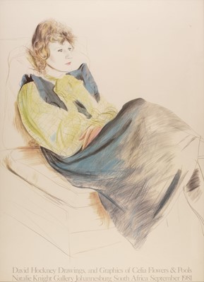 Lot 472 - Hockney (David, 1937-). Portrait of Celia wearing checkered s, 1981