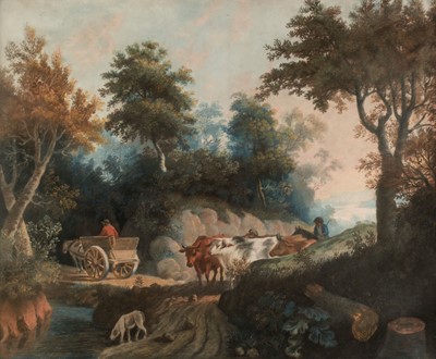 Lot 43 - Manner of Peter Le Cave (active 1769-1816).Two rural landscapes, pastels