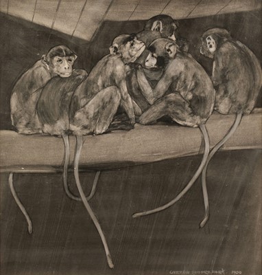 Lot 477 - Moore-Park (Carton, 1877-1956). M for Monkeys, 1900, grisaille watercolour