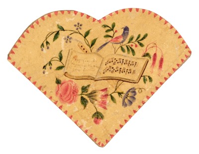 Lot 411 - Valentine. A handmade miniature heart-shaped puzzle love token, early 19th century