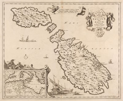 Lot 109 - Malta. Visscher (N.), Insularum Melitae vulgo Maltae et Gozae Novissima Delineatio, circa 1680