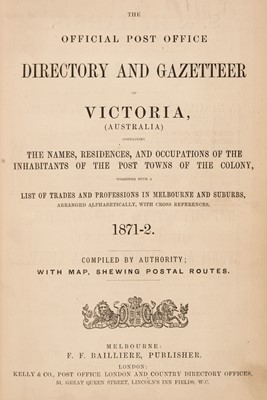 Lot 28 - Post Office Directory Australia. Official Post Office Directory for Victoria, 1871-2