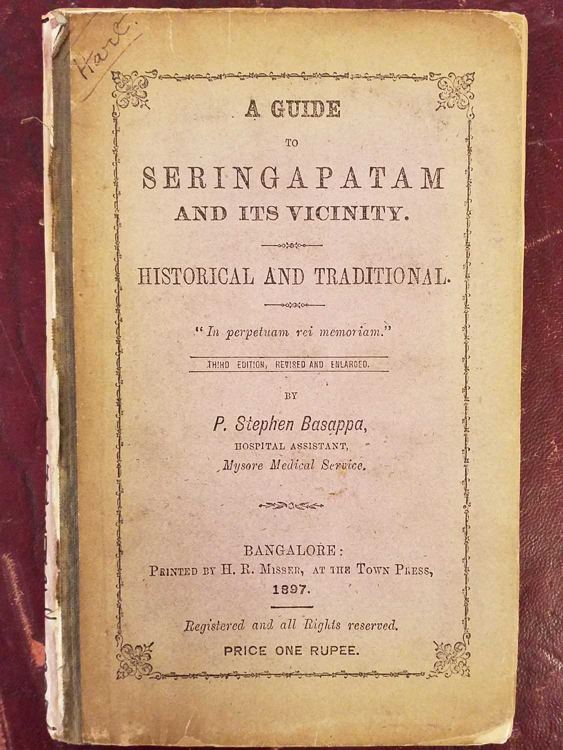 Basappa Lot 3 - Basappa (P. Stephen). A Guide to Seringapatam,