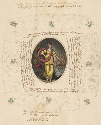 Lot 413 - Valentine. A Regency illustrated love letter addressed to Miss S.[arah] Corney, February 14th 1801