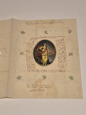 Lot 413 - Valentine. A Regency illustrated love letter addressed to Miss S.[arah] Corney, February 14th 1801