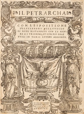 Lot 188 - Petrarca (Francesco). Il Petrarcha con l'espositione d'Alessandro Vellutello, 1545