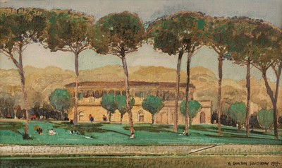 Lot 214 - Bradshaw (Harold Chalton, 1883-1943). An Italian building in parkland, 1919