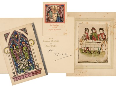 Lot 574 - Eliot (Thomas Stearns, 1888-1965). Four Christmas and Easter greetings cards, each signed