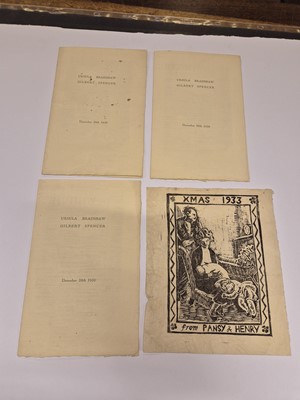 Lot 721 - Spencer (Gilbert, 1892-1979). A group of five Christmas cards, circa 1930-1935..., and others
