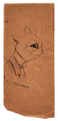 Lot 480 - Wain (Louis, 1860-1939). Profile of a cat’s head with bow-tie, no date, c. 1911