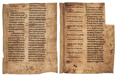 Lot 149 - Early English manuscript leaves. Two leaves on vellum from a Latin Missal, England, circa 1150-1200