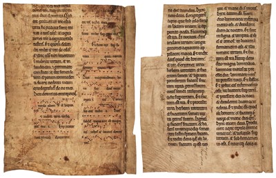 Lot 149 - Early English manuscript leaves. Two leaves on vellum from a Latin Missal, England, circa 1150-1200