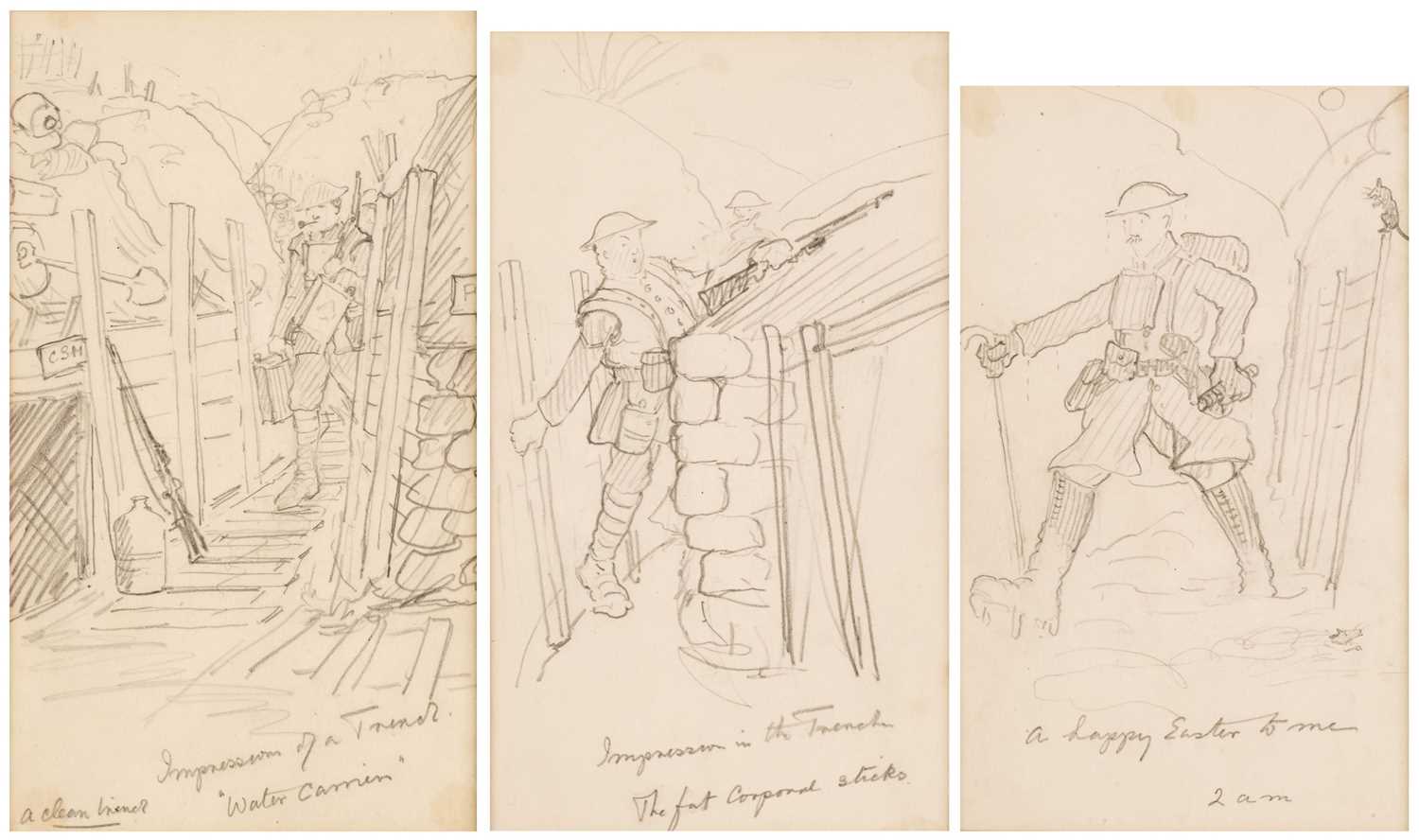 Lot 73 - Carlos (Ernest Stafford, 1883-1917). 'Impressions of a Trench, pencil sketch, 1917