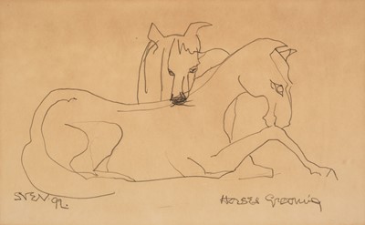 Lot 316 - Berlin (Sven, 1911-1999). Horses Grooming, 1992