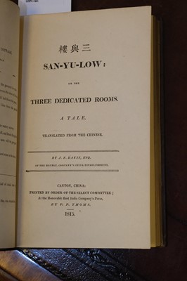 Lot 19 - Morrison (Robert). Translations from the Original Chinese, with Notes, Canton [but Macao], 1815
