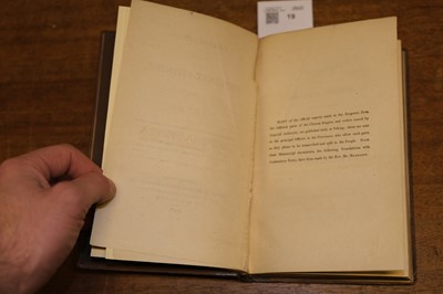 Lot 19 - Morrison (Robert). Translations from the Original Chinese, with Notes, Canton [but Macao], 1815