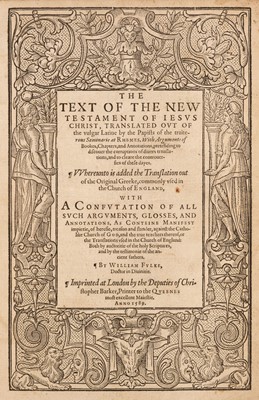 Lot 201 - New Testament [English]. The text of the New Testament of Jesus Christ, 1589