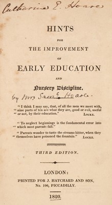 Lot 256 - Hoare (Louisa Gurney). Hints for the Improvement of Early Education, 1820