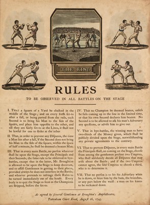 Lot 26 - Boxing Broadside. Rules to be observed in all battles on the stage