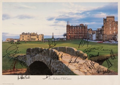 Lot 85 - Golfing Autographs. St Andrews Old Course, colour print from a photograph by Iain Lowe