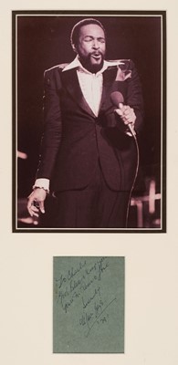 Lot 82 - Gaye (Marvin, 1939-1984), American singer and songwriter. Autograph Sentiment Signed