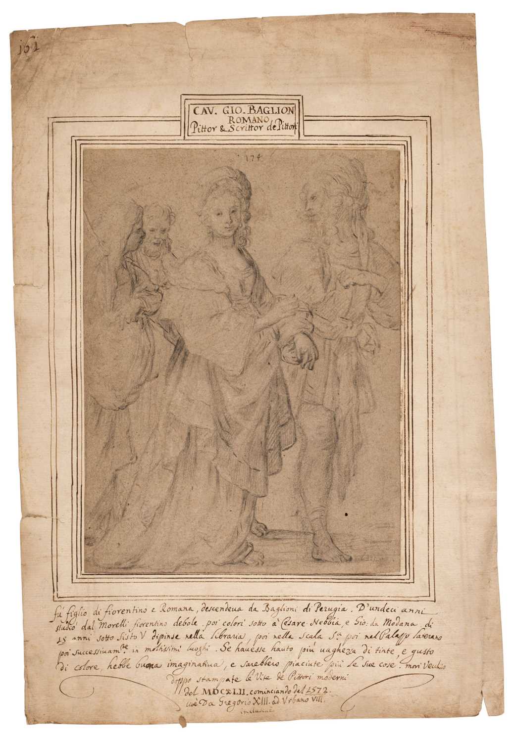 Lot 15 - Baglione (Giovanni, 1566/71-1643/44). Young Couple in contemporary dress, black chalk