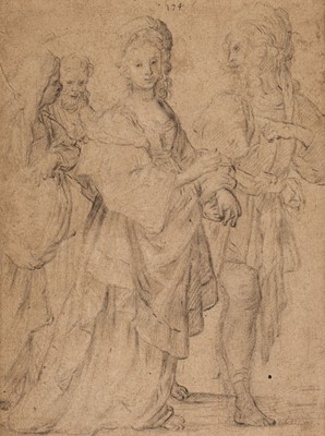 Lot 15 - Baglione (Giovanni, 1566/71-1643/44). Young Couple in contemporary dress, black chalk