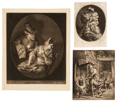 Lot 37 - Verkolje (Nicolaas, 1673-1746). Man showing a Picture to a Woman by Candlelight..., and others