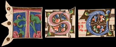 Lot 159 - Illuminated Initials. Three illuminated initials on vellum from antiphonal leaves, circa 1480