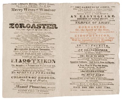 Lot 129 - Theatre Broadsides. A group of 26 double-page broadsides for performances at Theatre Royal...