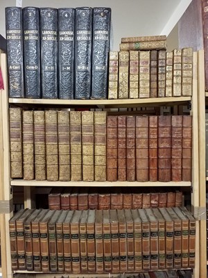 Lot 467 - French Antiquarian. A large collection of mostly 19th Century French language literature, approximately 130 volumes