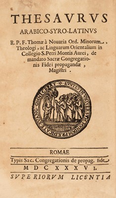 Lot 299 - Obicini (Tommaso). Thesaurus Arabico-Syro-Latinus, Rome, 1636