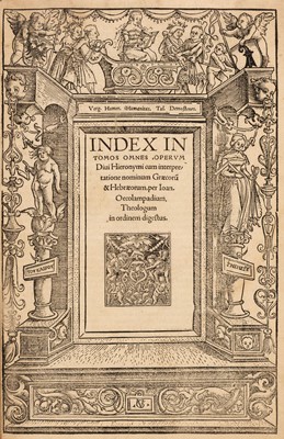 Lot 173 - Jerome (St. & Oecolampadius, Johann). Index in tomos omnes, operum Diui Hieronymi..., 1520