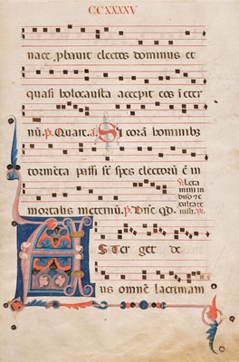 Lot 157 - Illuminated Leaf. A vellum leaf taken from an antiphonal, 15th-century