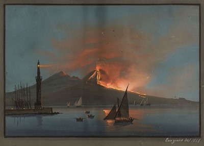 Lot 159 - Neapolitan School. Eruzione del 1868, gouache on paper