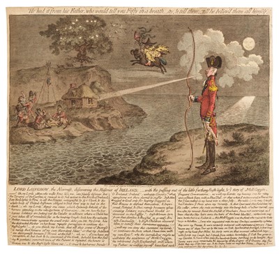 Lot 321 - Gillray (James). Lord Longbow the Alarmist Discovering the Miseries of Ireland..., 1798