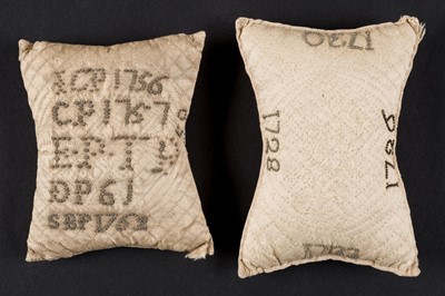 Lot 465 - Sewing. A mid 18th century layette pinwork pincushion, & one other similar