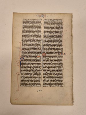 Lot 153 - Illuminated leaf. An illuminated leaf from a Latin Bible, late 13th-century