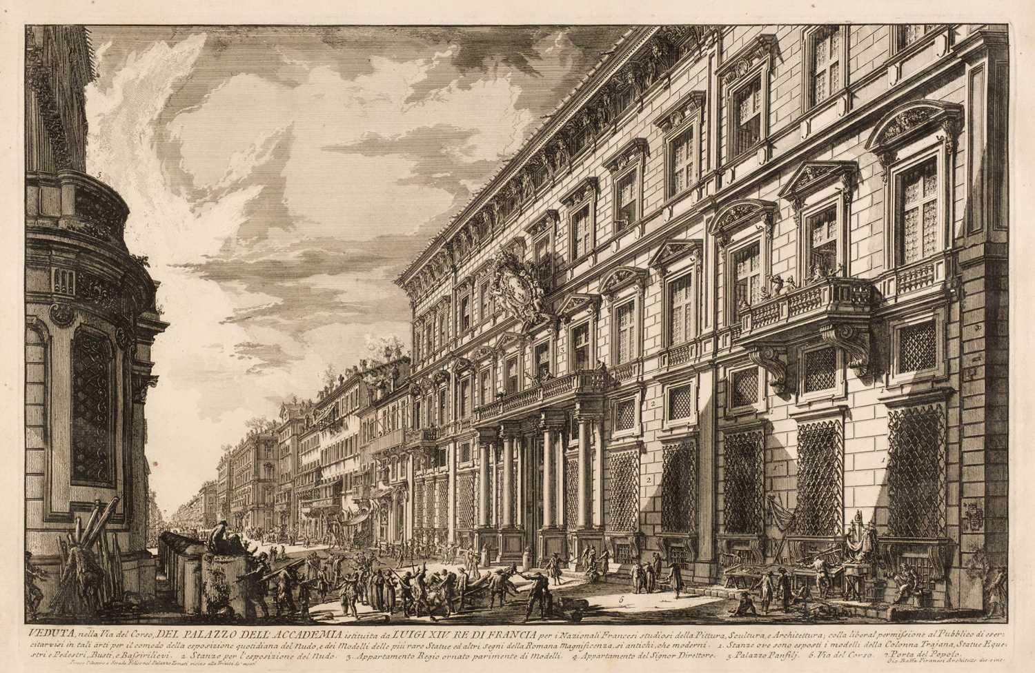 Lot 21 - Piranesi (Giovanni Battista, 1720-1778). Veduta, nella Via del Corso..., 1752