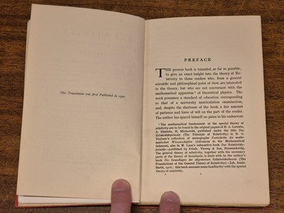 Lot 343 - Einstein (Albert). Relativity, 1st edition in English, Methuen, 1920