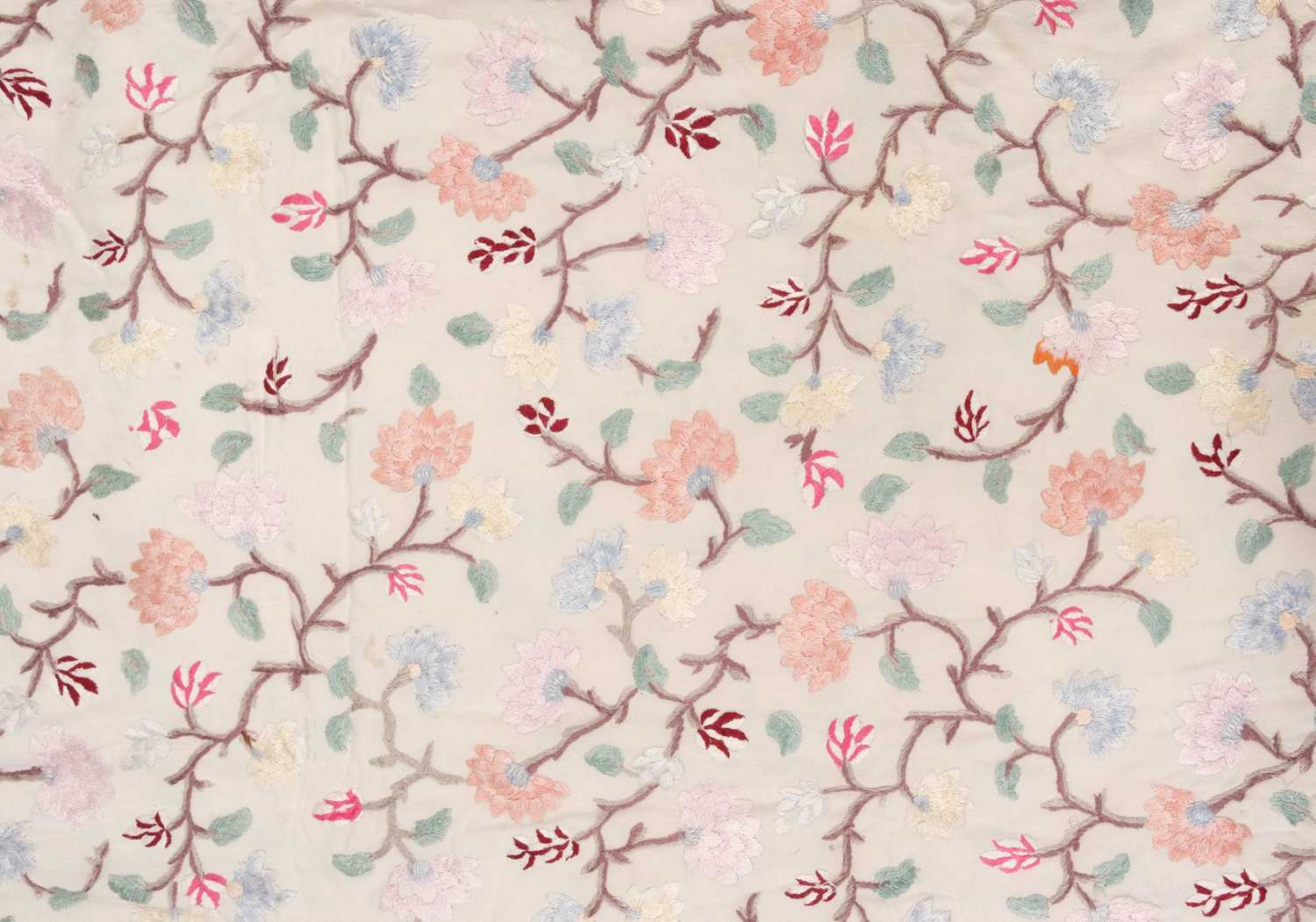 Lot 538 - Embroidered Bedcovers. A pair of embroidered coverlets, early 20th century