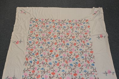 Lot 538 - Embroidered Bedcovers. A pair of embroidered coverlets, early 20th century