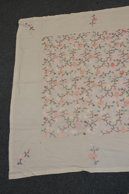 Lot 538 - Embroidered Bedcovers. A pair of embroidered coverlets, early 20th century