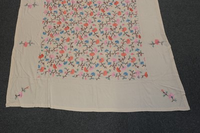 Lot 538 - Embroidered Bedcovers. A pair of embroidered coverlets, early 20th century