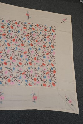 Lot 538 - Embroidered Bedcovers. A pair of embroidered coverlets, early 20th century