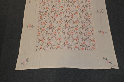 Lot 538 - Embroidered Bedcovers. A pair of embroidered coverlets, early 20th century