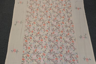 Lot 538 - Embroidered Bedcovers. A pair of embroidered coverlets, early 20th century